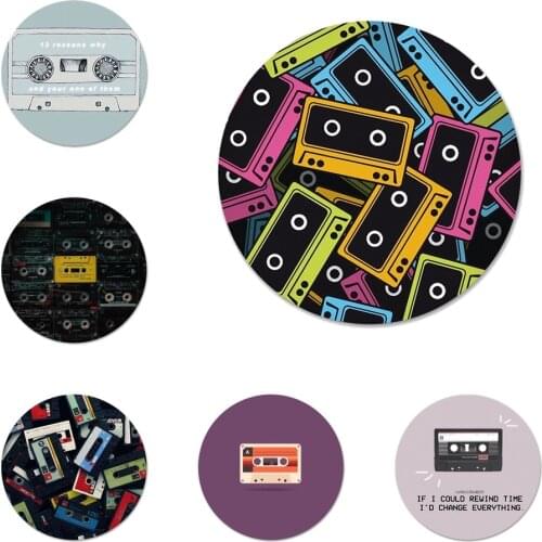 58mm Vintage Tape Cassette Icons Pins Badge Decoration Brooches Metal Badges For Clothes Backpack Decoration