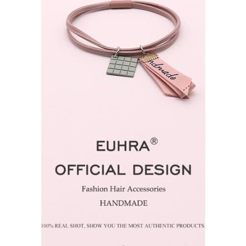 Sempli 5 Colors Striped Elastic Diamond Shape Pendant For Women Girls Hair Band Children Rubber Band New Design Hair Accessories