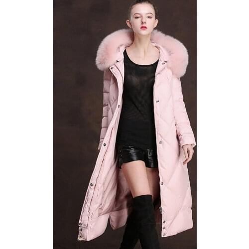 Womens Down Jacket Winter Jacket Women Real Fox Fur Collar Long Jackets for Women Parka Warm Down Coat veste femme MY