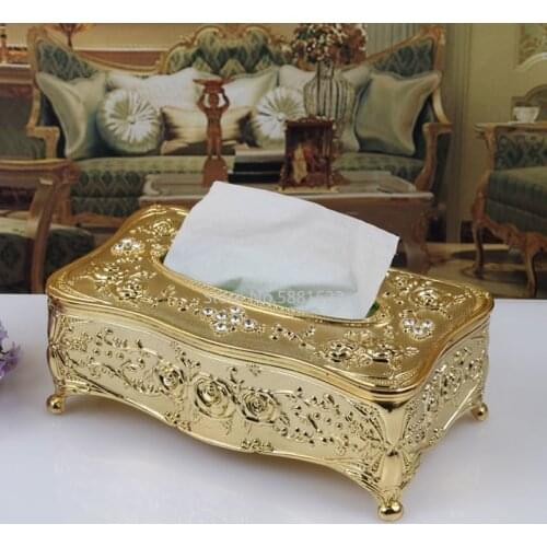 Gold/Silver European Luxury Acrylic Tissue Box Hotel Restaurant Napkin Holder Household Tissue Box WF911350