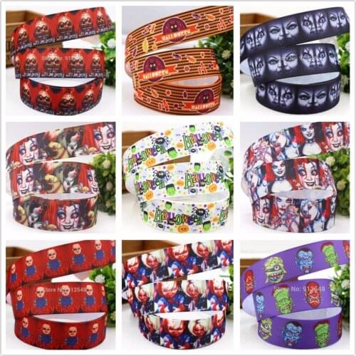 157291, free shipping 22MM Horror Doll Series Printed grosgrain ribbon, DIY handmadeHair accessories Material wedding gift wrap