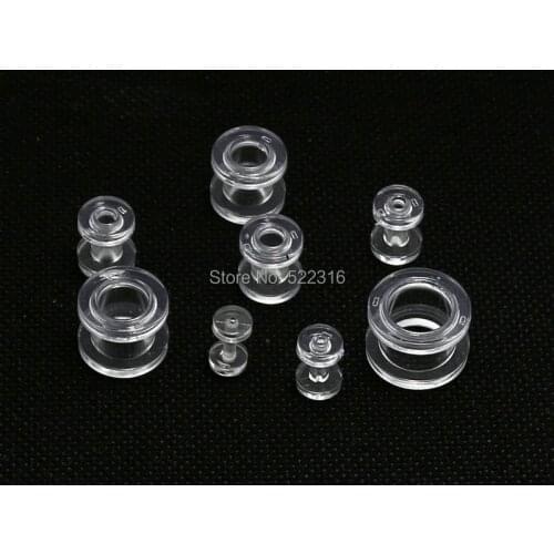 2mm-12mm acrylic clear 16pcs screw fit ear plug flesh tunnel gauges expander wholesale body piercing jewelry mix size lot
