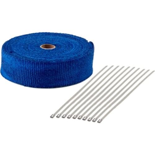 2" x 50Ft Roll Fiberglass Exhaust Wrap Manifold Header Pipe Heat Wrap Tape Blue