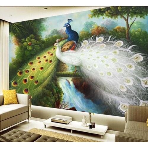 Custom wallpaper 3D, a couple of peacock murals for the living room bedroom TV background wall waterproof papel de parede