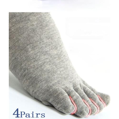 4Pairs/Lot Toe Socks Men and Women Five Fingers Socks Breathable Cotton Socks Sports Running Solid Color Black White Grey