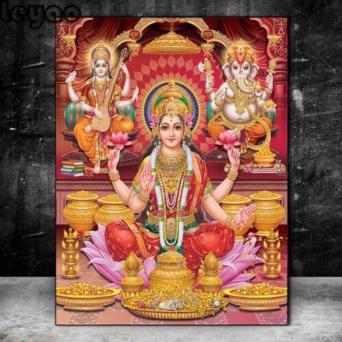India Gold Ganesha Temple 5D Diy Diamond Painting Elephant God Painting Full Square Diamond Embroidery Religion Art Wall Art