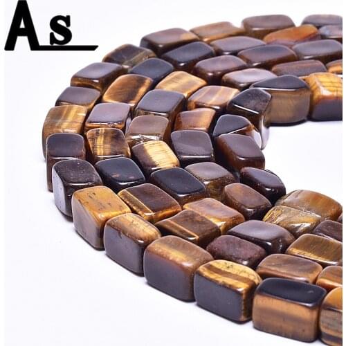 Asingeloo 8x12mm Square Shape Tiger Eye Beads Natural Stone Beads Gem stone For Jewelry Making Accessories Bracelet