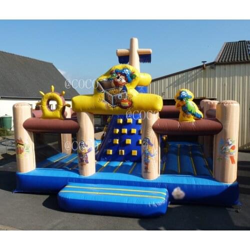 Free sea shipment to port, commercial inflatable climbing wall, 6x6m inflatable climbing wall pirate theme bouncer playground