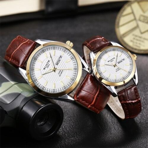 Leather Wristwatch Fashion Couple Watches WLISTH Popular Casual Quartz Men Watch Women Lovers Gift Clock Boys Girls Date Clock