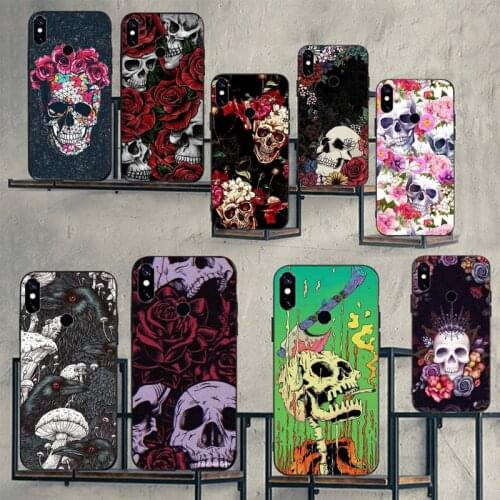 Evil crow skull flower Phone Case For Xiaomi Redmi note 7 8 9 t max3 s 10 pro lite Luxury brand shell funda coque
