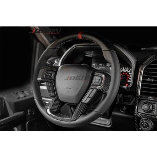 Real Carbon Fiber Steering Wheel Button Frame Cover Trim For Ford F150 F-150 Raptor 2015-2020 Car Accessories
