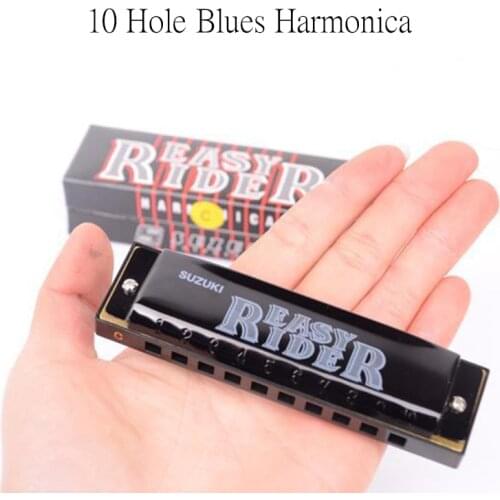 Blues Diatonic Harmonica 10 Hole C Key Black&Red Mouth Organ Harp Wind Musical Instrument Toy Kids Adult Gifts