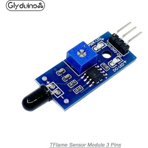 Glyduino Flame Sensor Fire Detection Module Infrared Receiver 3.3-5V Wavelength 760nm-1100nm 60° Ranging 80CM