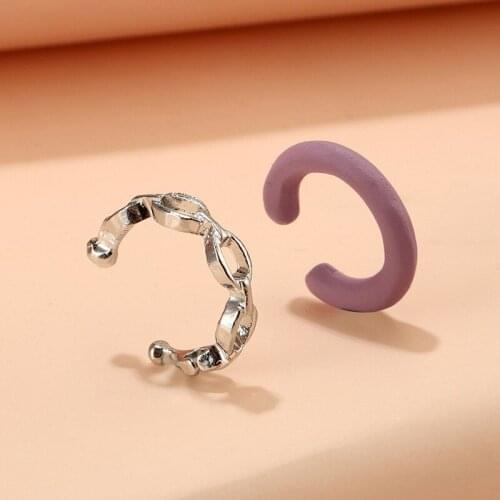 Find Me New Summer Simple Geometric Resin Rhinestone 2Pc/Set Ear Clip For Women Jewelry Accessories