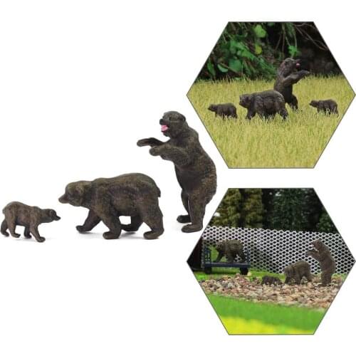 AN8717 Model Railway HO Scale 1:87 Painted Wild Animal PVC Bears Family 12pcs/24pcs