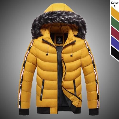 Men 2021 Winter Hooded Fur Collar Parka Fashion Brand mens Warm Thicken Windproof Hat Parkas Jacket New Casual Hoodied Outwear