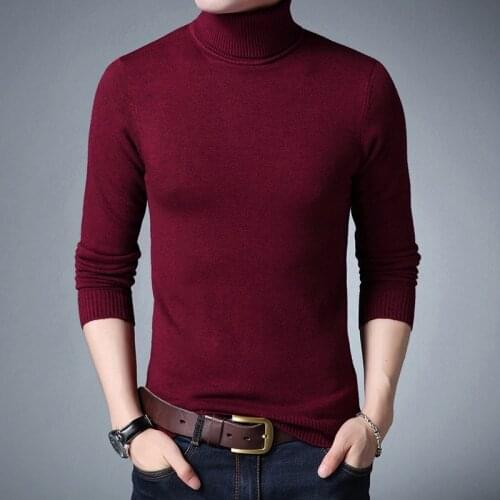 2019 New Sweater Fall Solid Color High Collar Slim Young Joker Fashion Mens Sweaters 2019 Solid Turtleneck Men
