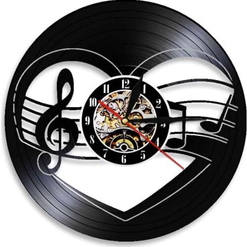 Musician Music Notes Wall Art Decoration Clock Handmade 3D Vinyl Record Wall Clock Home Decor 12'' Cut-Out LP Clocks