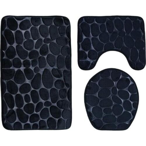 3Pcs Bathroom Bath Mat Set Toilet Rugs Flannel Anti Slip Shower Carpets Sets Home Toilet Cover Shower Room Rug Floor Mats Door