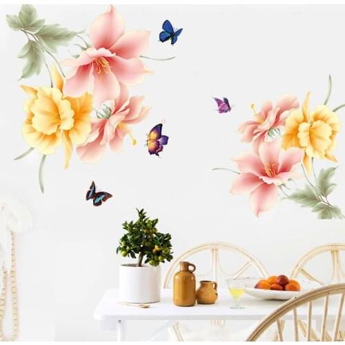 New 5D wall sticker HD Warm flowers PVC removable waterproof DIY stickers TV backdrop decorative painting creative wallpaper