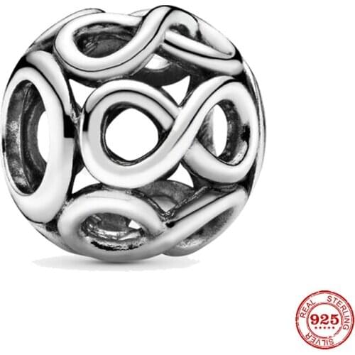 New 925 Sterling Silver Bead Openwork Infinity Charm ​Fit Original Pandora Bracelet DIY Jewelry For Women Diy Jewelry Making