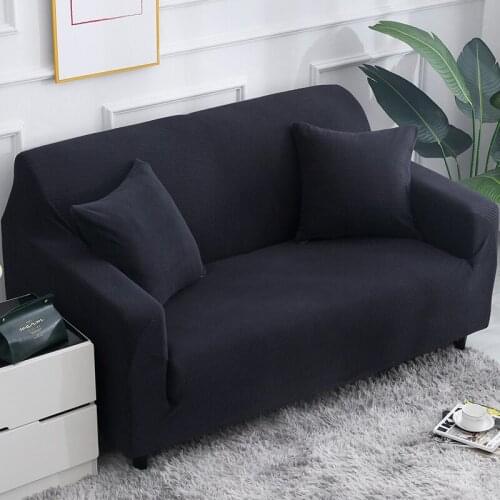 Solid Color Sofa Cover Elastic Couch Cover Corn Fleece Sofa Covers for Living Room Sofa Cover L Shape black Couch Slipcover
