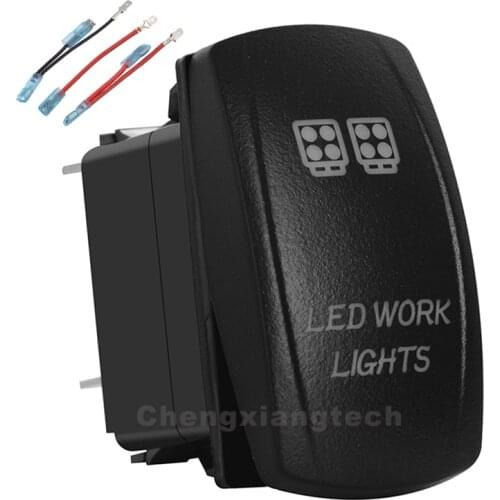 Orange Led Toggle Rocker Push Switch Led Work Lights 5 Pins SPST ON/OFF 12v/24v + Jumper Wires Set For Car Boat Truck Waterproof