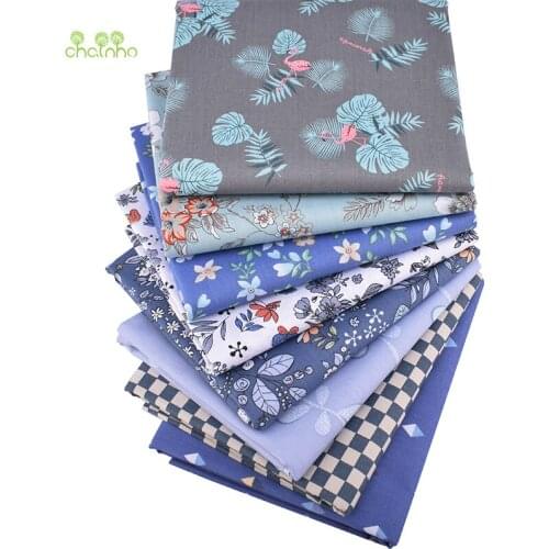 Chainho,Simple Floral, Printed Twill Cotton Fabric,For DIY Quilting Sewing Baby&Child Sheet,Pillow,Cushion Material,Half Meter