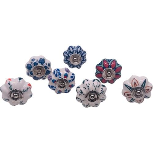 Assorted Multicolor Ceramic Drawer Knobs Door Cabinet Colorful Knobs Furniture Wardrobe Handle Drawer Pulls with Chrome Hardware