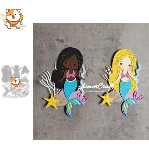 Mermaid Girl Metal Cutting Dies Mold Knife Scrapbooking Stencil DIY Embossing Craft Die Cuts Card Making New Dies For 2021