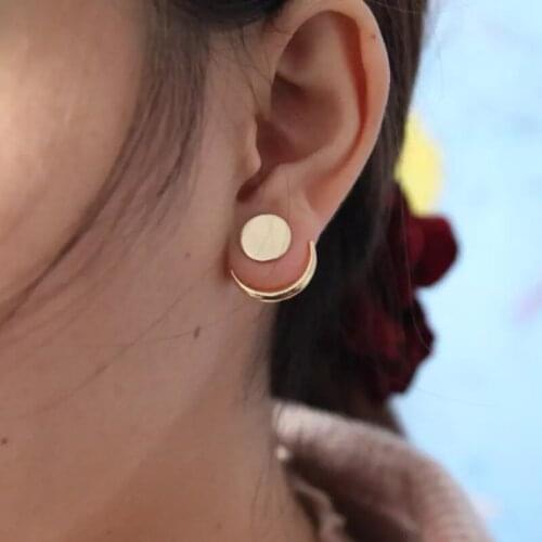 Stainless Steel Round With Half Circle Earrings For Women Jewelry Minimalism Moon and Sun Stud Earring Bridesmaid Gifts