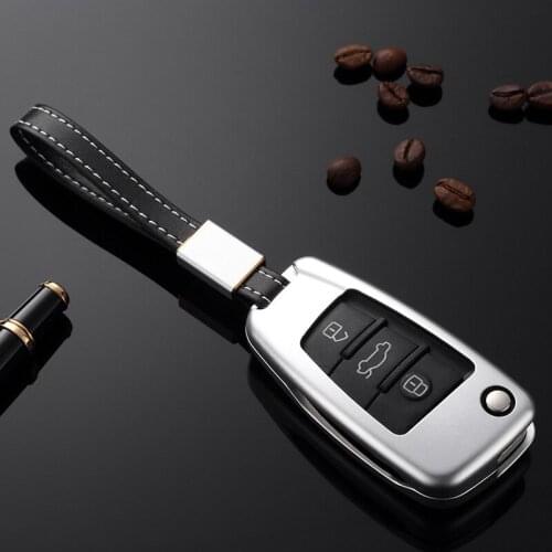 Aluminum alloy car key box cover, belt key housing remote control protection sleeve for audi A3, A4, S5, A6, Q3, Q5, R8, TT