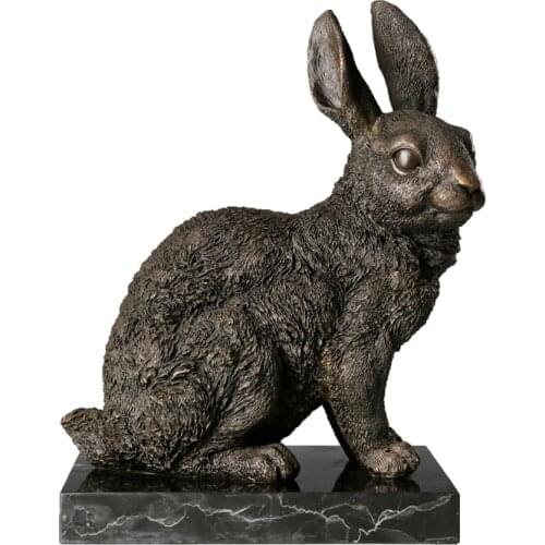 Rabbit Statue Sculpture Bronze Fengshui Animal Figurine Chinese Zodiac Art High-end Living Room Decoration Ornament
