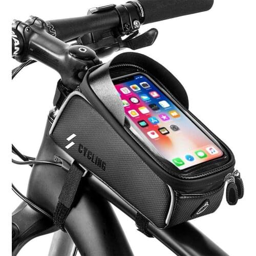 Bicycle Top Front Tube Frame Bags Waterproof Touch Screen Cycling MTB Road Bike 6.0 Phone Case Bike Accessories