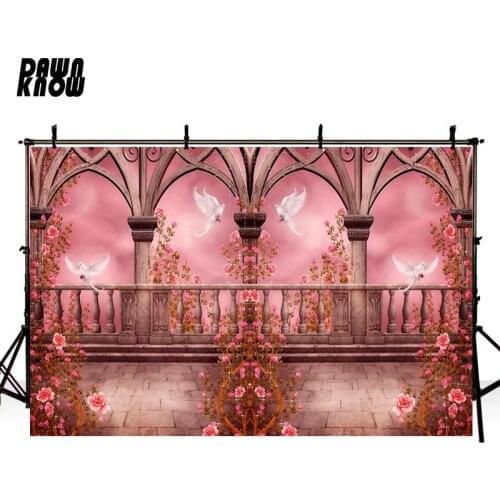 DAWNKNOW Long corridor Dove Vinyl Photography Background For Baby Floral Photo Shoot Backdrop For Wedding Photo Studio lv645