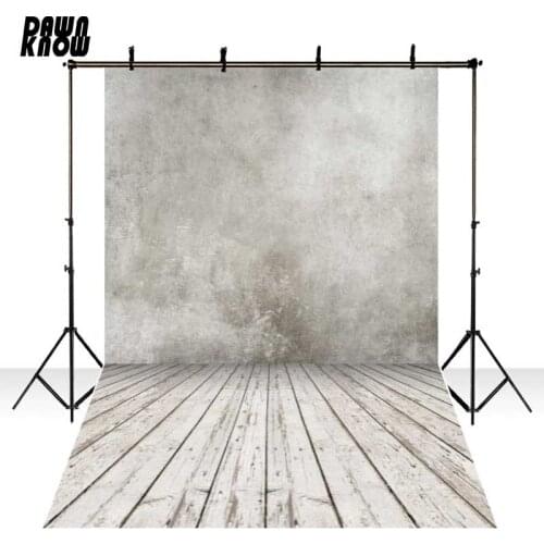 DAWNKNOW Vinyl Vintage Concrete Light Grey Wall Wood Floor Photography Background Backdrops Wedding Newborn Photo Studio F716