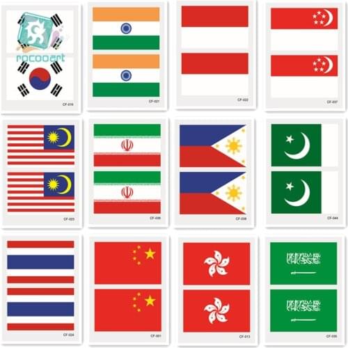 2020 Asia Flags Tattoo Sticker Of Korea India Indonesia Saudi Arabia Thailand Singapore Pakistan Malaysia Flag Temporary Tattoo