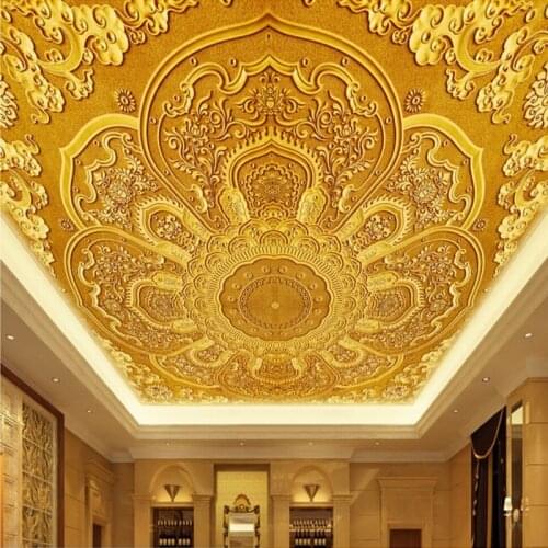 High Quality Deep Texture 3D Wall Mural Wallpaper Golden Flowers Pattern Wall Covering Living Room Hotel Luxury Decor Wall Paper