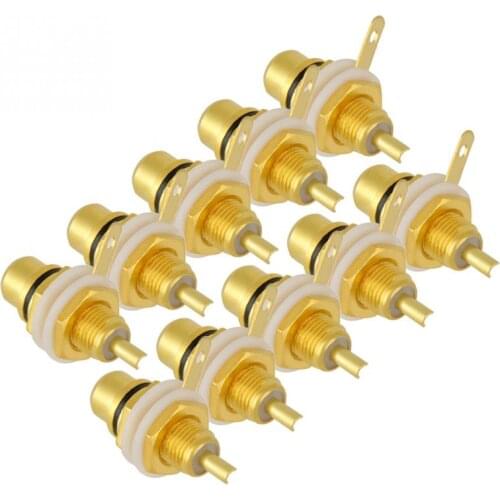 WALFRONT 10Pcs/Lot Gold Plated RCA Jack Female Panel Terminal Socket Chassis HIFI Audio Connector