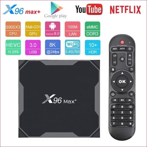 X96 Max Plus Android 9.0 TV Box 2G/4G RAM 16G/32G/64G ROM USB 3.0 Media Player 2.4G/5.8G Dual Wifi Wifi 4K 8K 1080P Set top box