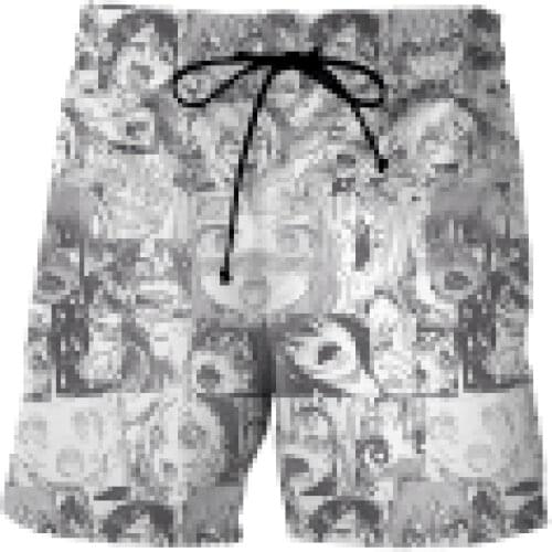Funny Open Mouth Ahegao 3D Print men Beach pants Summer Mens sea surfing pants black and white Casual shorts for Men/Women