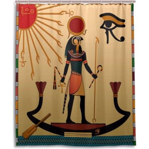 African Culture Shower Curtain Home Decoration Curtains For Bathroom Polyester Waterproof Shower Curtain Egypt Pharaoh Hooks
