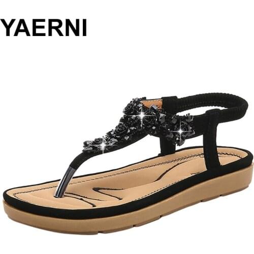 YAERNIWomens Sandals 2019 Simple New Brand Breathable Non-slip Shoes Pure Color Leather Rome Sandal Women Shoes Sandals E1169
