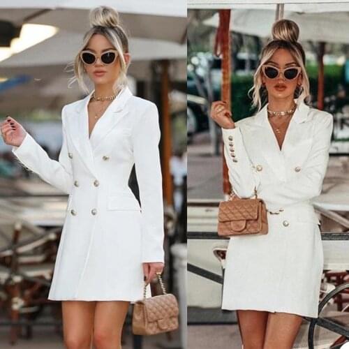Vintage White Shawl Lapel Women Blazer Custom Made Classic Double Breasted Jacket Office Lady Daily Casual Pocket StreetwearCoat