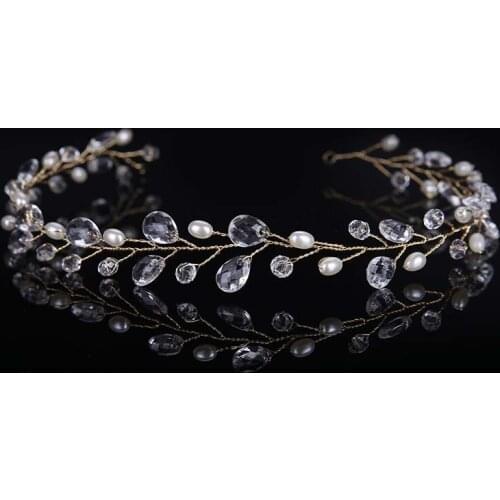 Simple Crystal Handmade Bride Hairbands Tiaras de Noiva Headband Headpiece Bridal Women Wedding Hair Jewelry Accessories SL