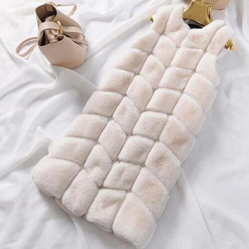 2020 Autumn Winter Warm Sleeveless Fur Gilet Pink Coat Women New Imitation Rabbit Fur Vest Female Long Slim Faux Fur Vest