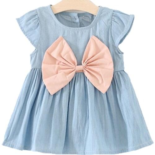N-YJ New Baby Girls Toddlers Ball Gown Dress Girls One-Pieces Dress Princess Big Bowtie Clothes Cute Summer Wear