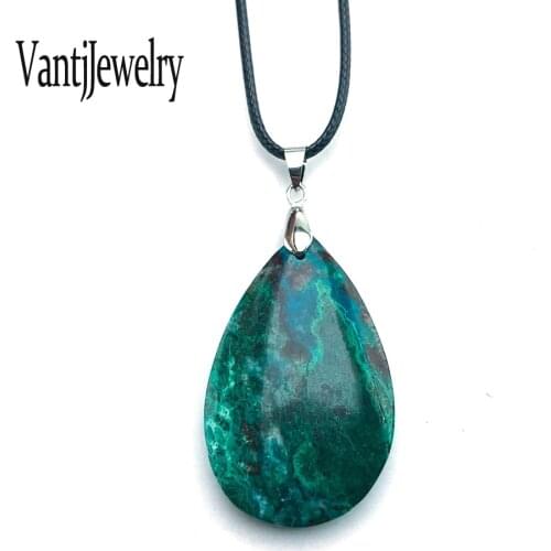 Natural Malachite Blue Green Chrysocolla Pendant Necklace Gemstone for Women Wedding Birthday Party Jewelry Gift