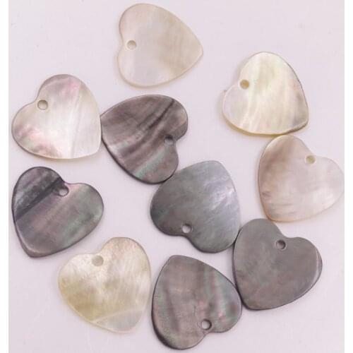 10 PCS 25mm Heart Shell gray Black Mother of Pearl Loose Beads