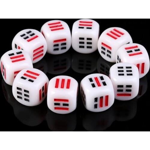 10Pcs D6 Dices For Easy Fortune-Telling Guess Divination Dice 16mm Acrylic Dice For Ba Gua Eight Trigrams Parts Accessories